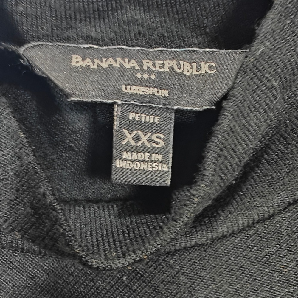 Banana Republic Luxespun Mock Neck Sleeveless Top Black XXS Petite Stretch Shell - Picture 3 of 6